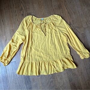 Old Navy women’s XL Boho yellow linen blend peasant top